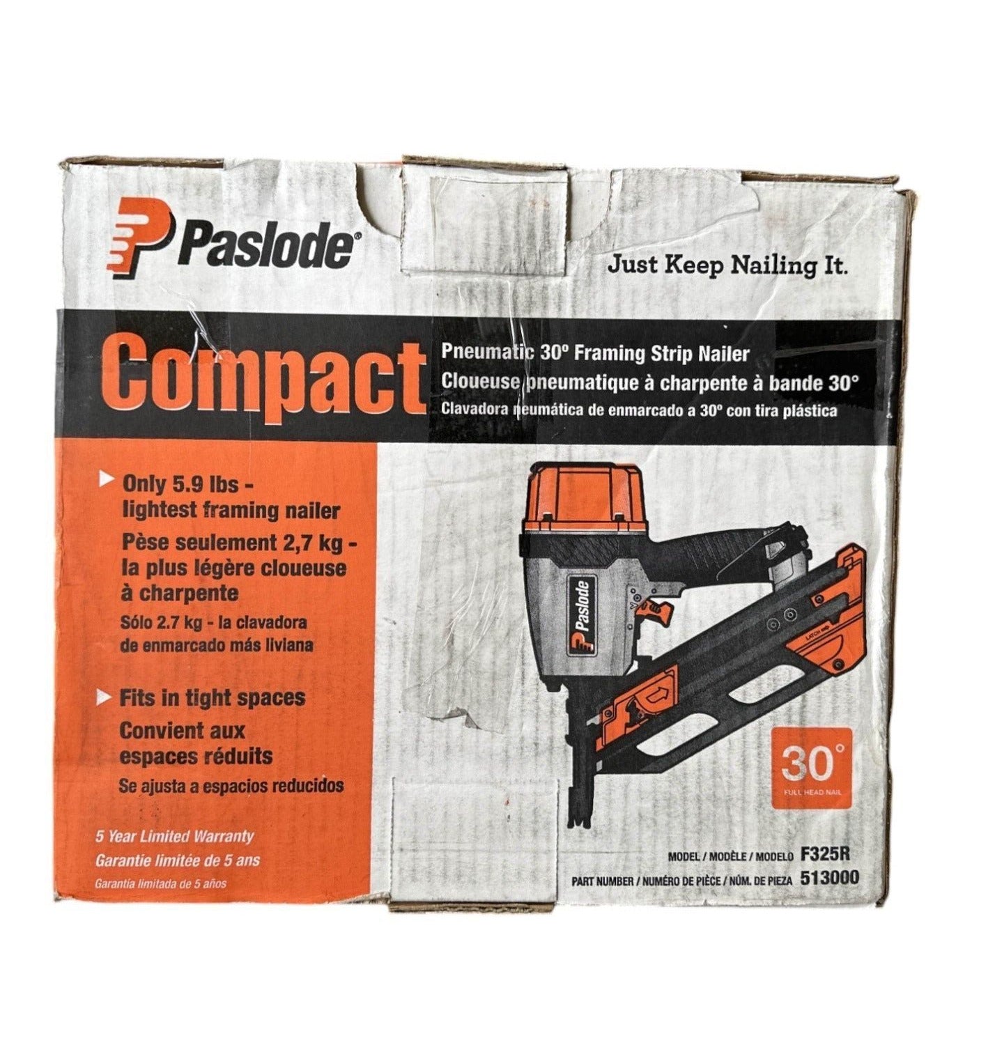 Paslode F325R-513000 Pneumatic 3-1/4" 30 Degree Compact Framing Nailer