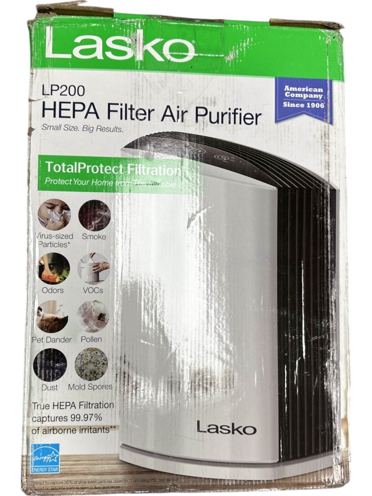 LASKO LP200 HEPA Filter Air Purifier -OPEN BOX-