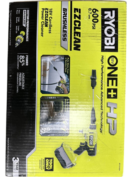 RYOBI ONE+ HP 18V Brushless EZClean 600 PSI Cordless Cold Water Power --READ--