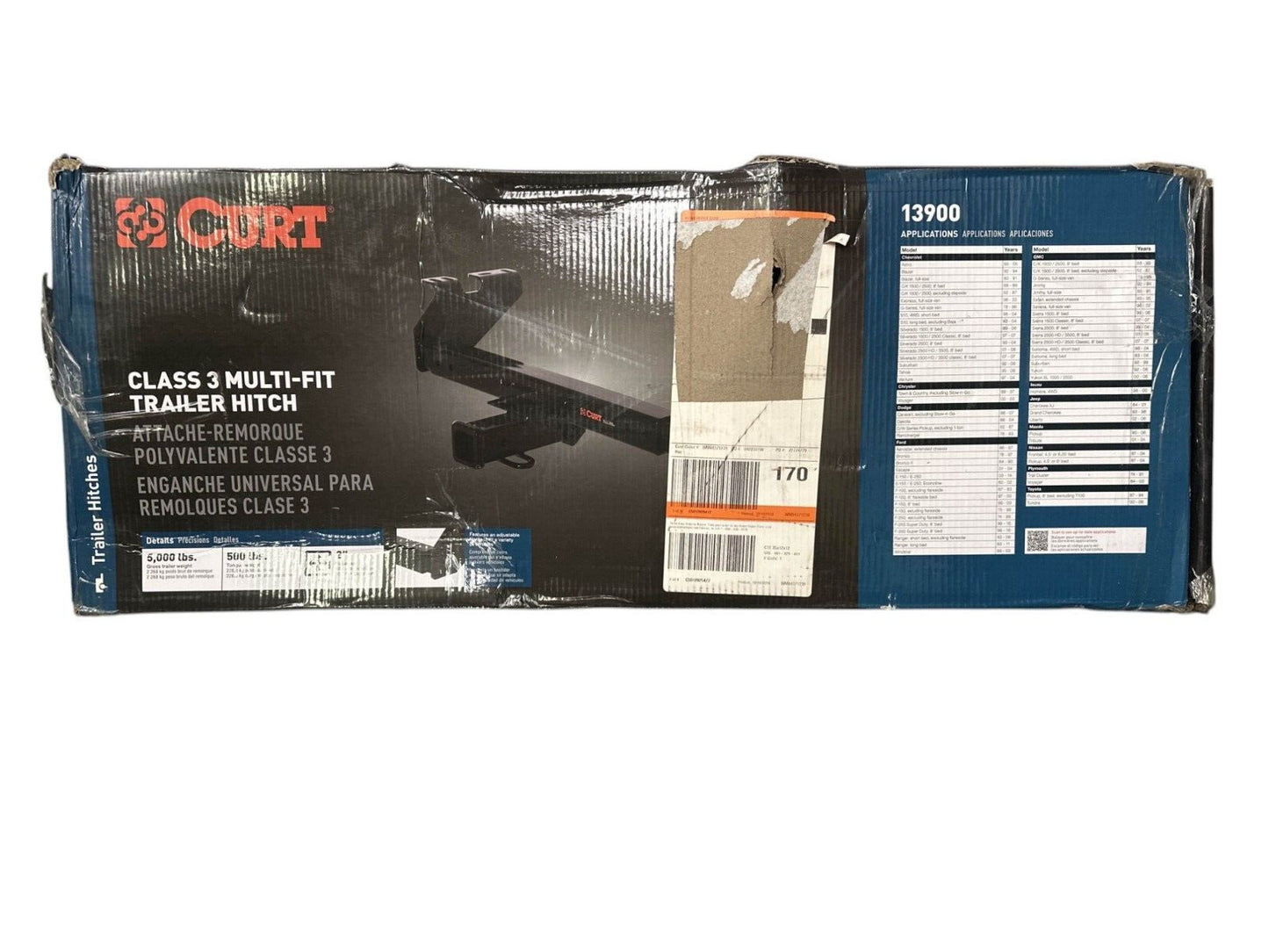 Curt Class 3 Multi-Fit Trailer Tow Hitch with 2" Receiver Universal - 13900