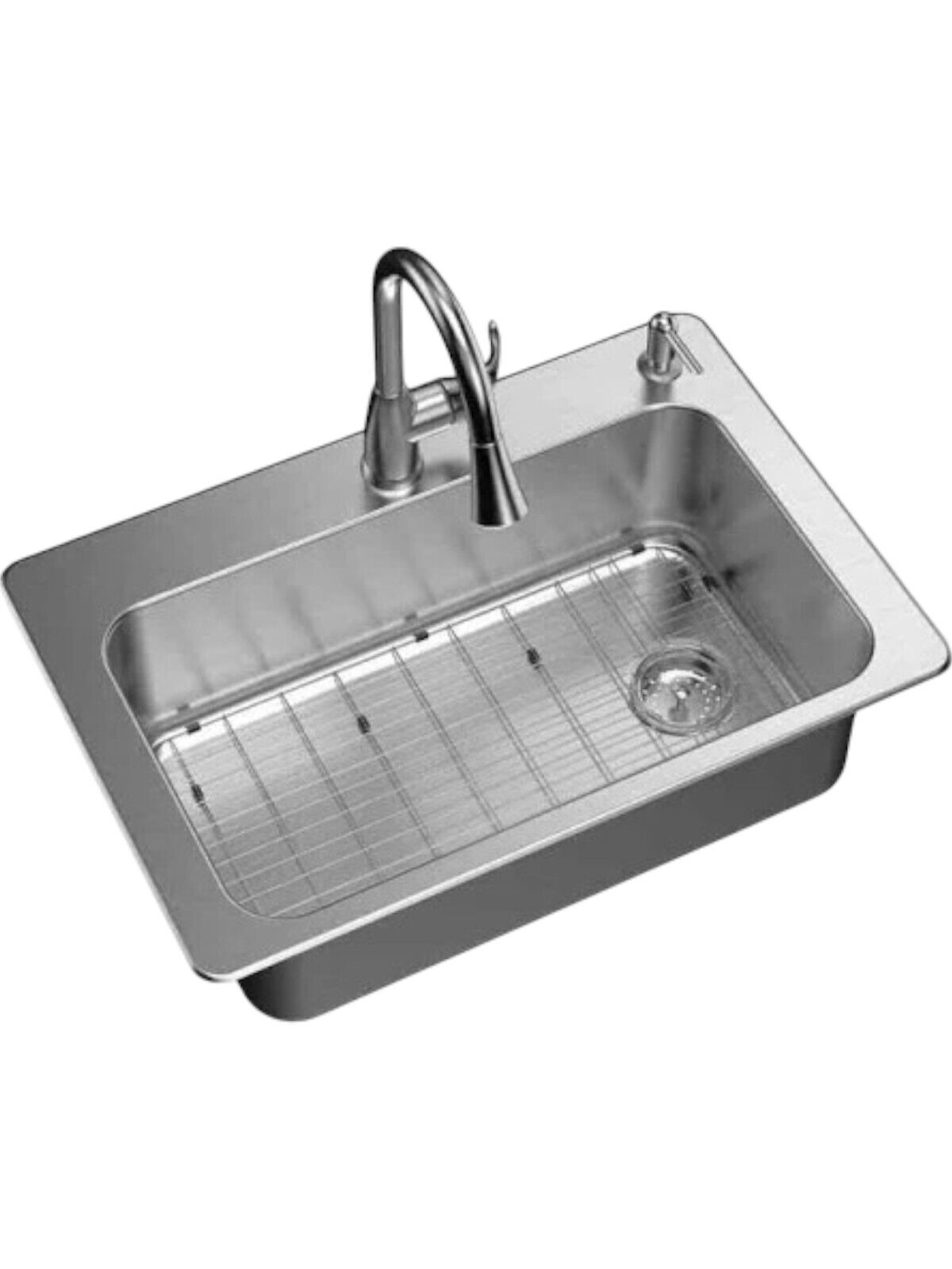 Glacier Bay 33" Drop-In Single Bowl 18 Gauge Stainless Steel Kitchen Sink-READ-