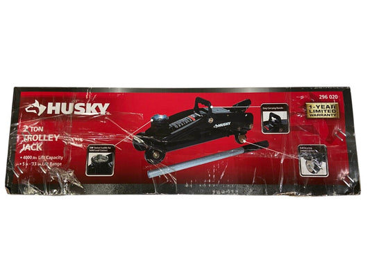 Husky 2-Ton Hydraulic Trolley Floor Car Jack Black Compact 360° Swivel Saddle