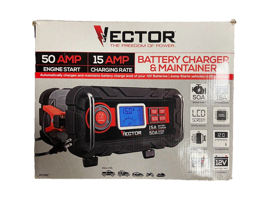 Vector BC15BV Bench Battery Charger & Maintainer 15 Amp 12V w/ 50A Engine Start