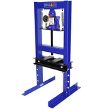 Steel H-Frame Hydraulic Garage/Shop Floor Press with Stamping Plates, with pressure gauge,6 Ton Capacity, Blue