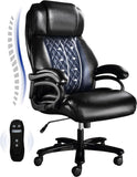 Big and Tall Office Chair, 500lbs High Back Large Executive Chair with Electric Airbag Heating High Back Computer Chair with Wide Seat, Black Ergonomic Leather Rocking Chair